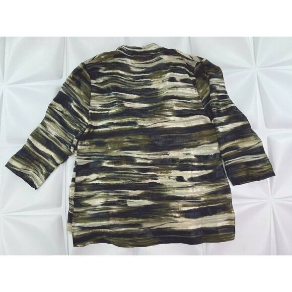 Peck & Peck Womens Sz L Satin Striped Sheer Jacket Lightweight Metallic Gold - Picture 4 of 6